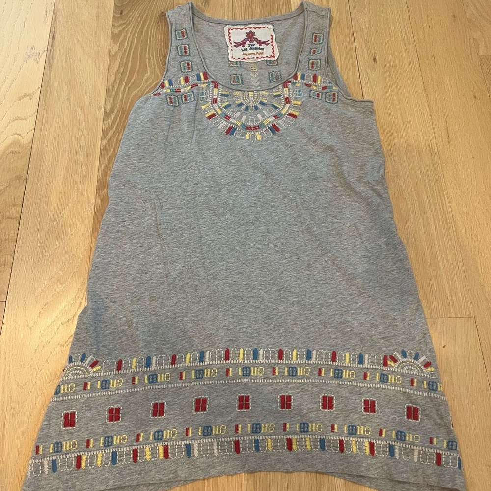 Johnny Was grey Sleeveless Dress with Embroidered Accents